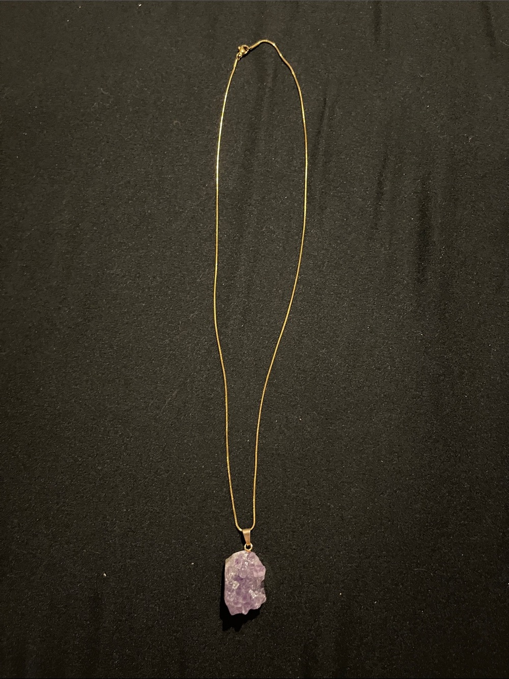 Gold-Tone Chain Necklace with Amethyst Pendant